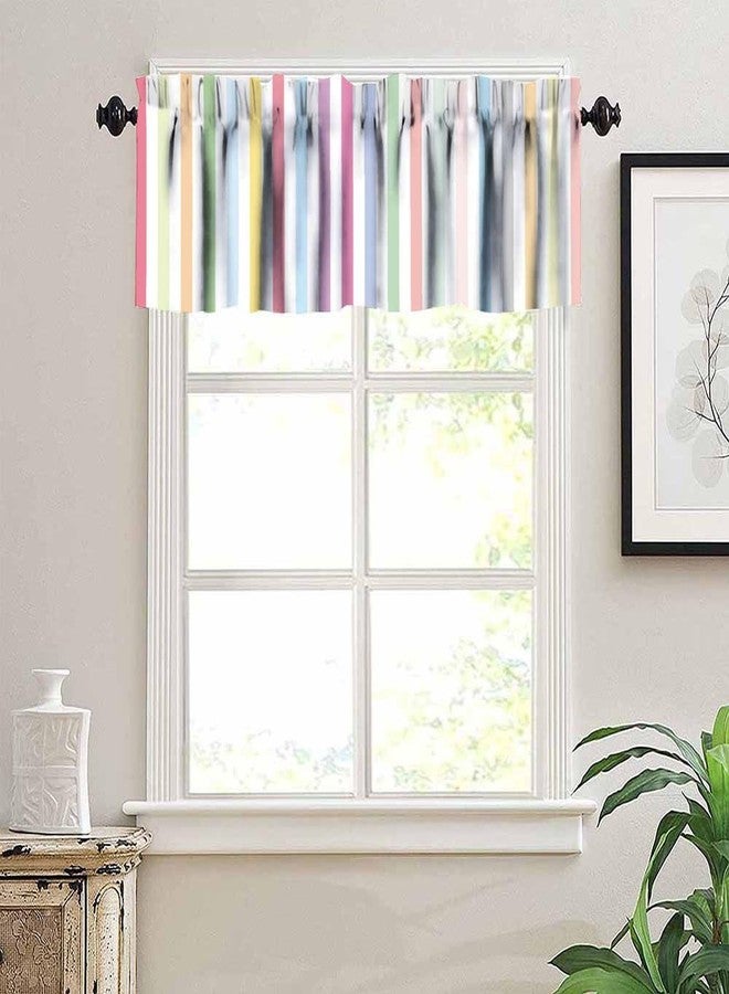 KANEPE Stripe Valances Curtain for Kitchen Cafe, Vertical Pastel Colorful Striped Window Treatment Valances Short Curtains Rod Pocket Drape for Home Decor, 54x18inch - Image 4